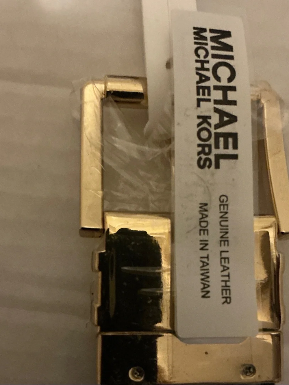 NWT: Michael Kors Black Leather Belt with Gold-tone MK Buckle